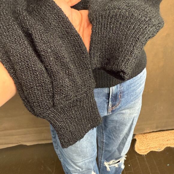 Vintage Donagain Black Beaded Pearl Accent Sweater Acrylic Knit Sz M - Picture 9 of 11